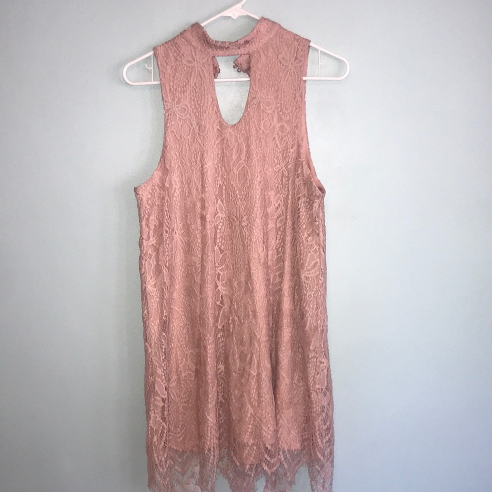 Mauve Lace Shift Dress